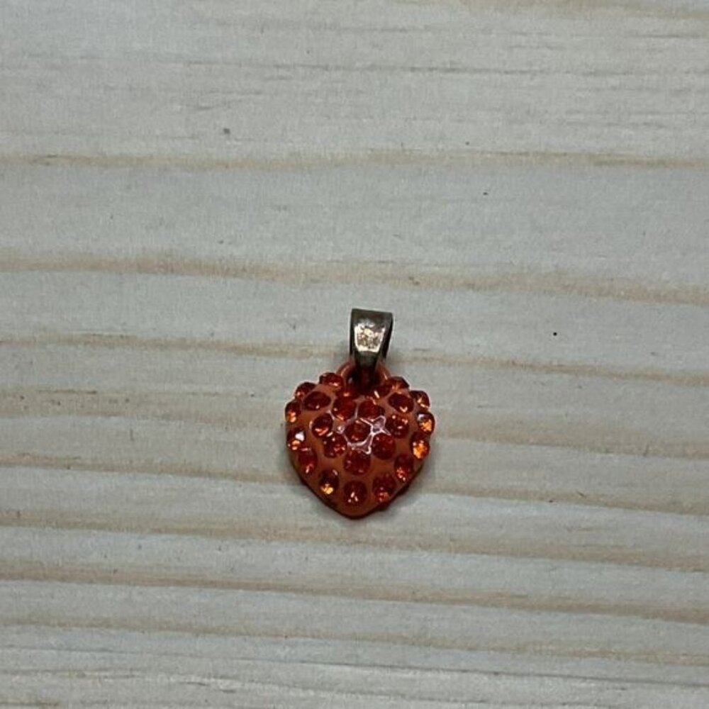 Heart-Shaped Red Pendant With Rhinestones